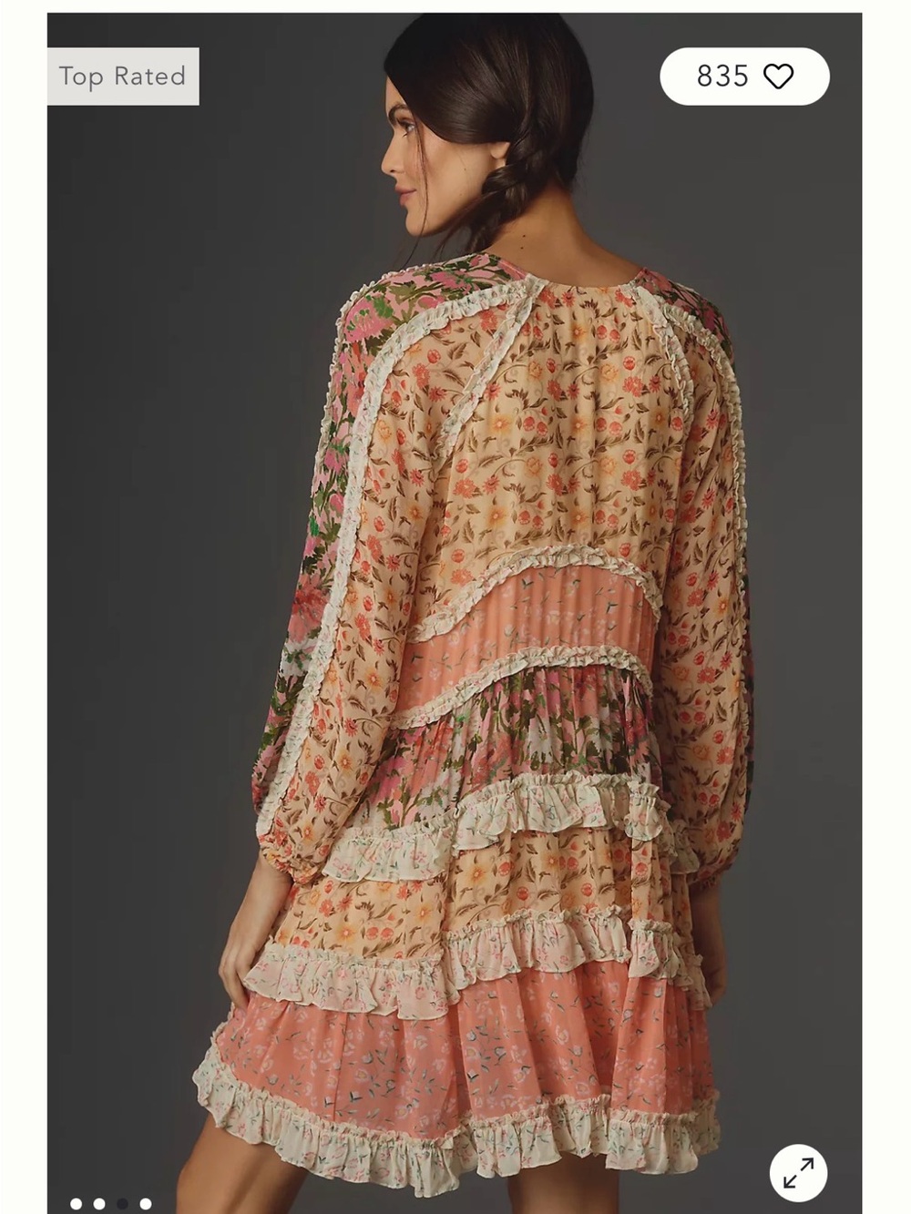 Anthropologie XL Verb Pallavi Singhee Boho Kira Long Sleeve Mini Dress 1X - Picture 3 of 13